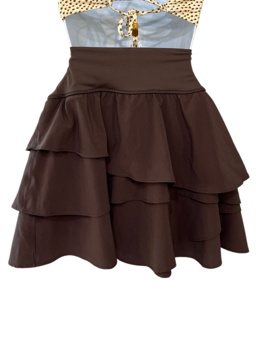 Offline by Aerie Brown Tiered Ruffle Swim Skort Bikini Bottom Small - Picture 2 of 7